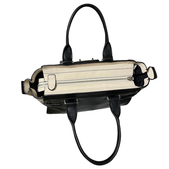 Coach Black And Beige Leather Satchel - Picture 10 of 14